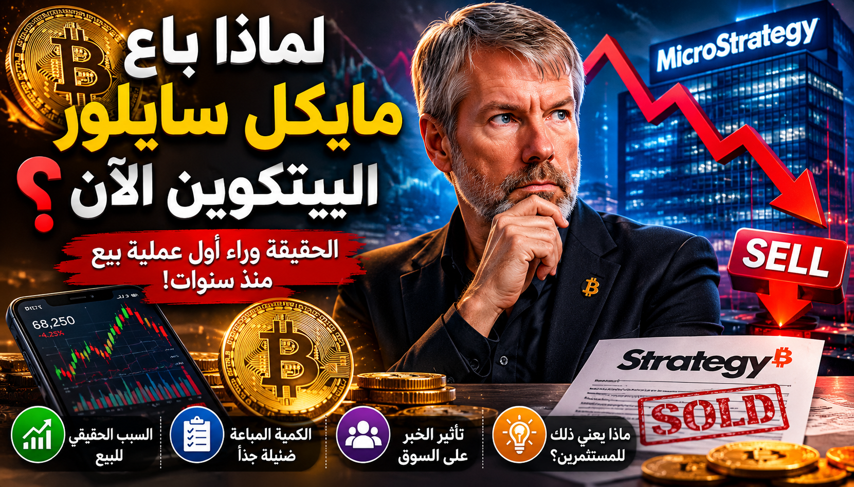 لماذا باع مايكل سايلور البيتكوين الآن؟ الحقيقة وراء أول عملية بيع منذ سنوات